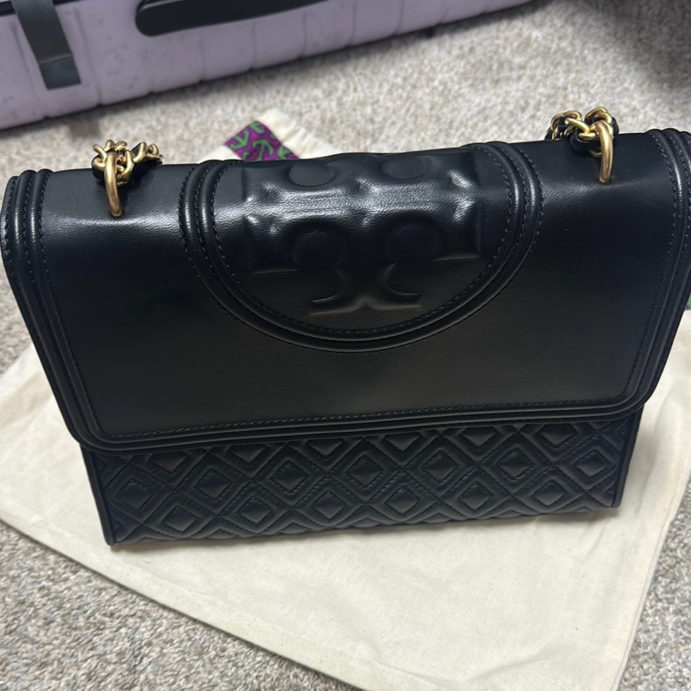Tory Burch Black Quilted Leather Shoulder Bag